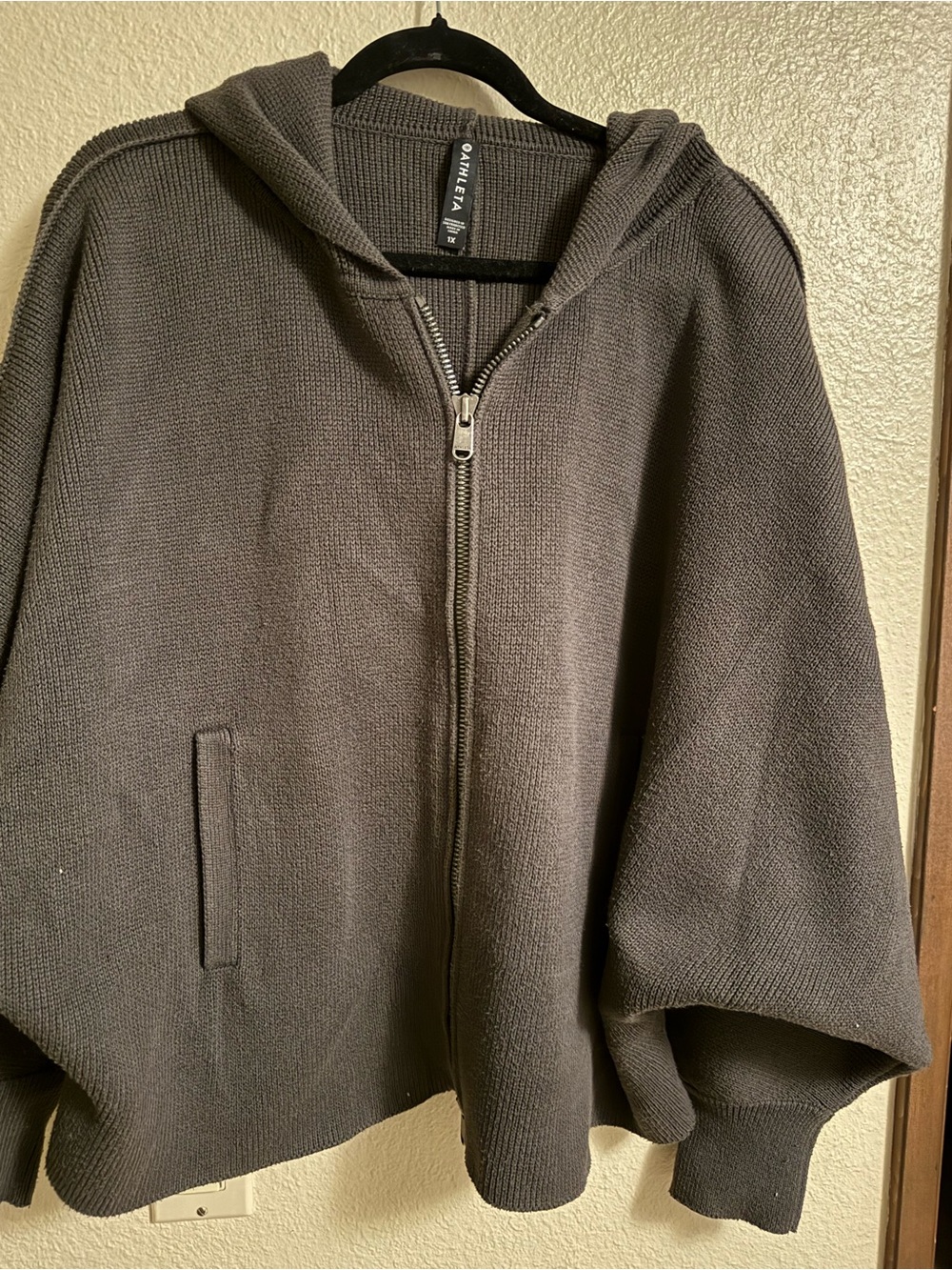 Athleta Charcoal Gray Hooded Zip Sweater